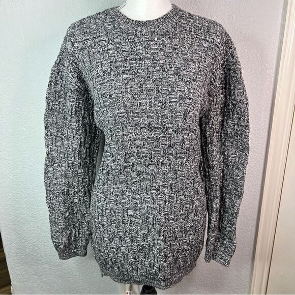 Pacsun Crew Neck Black/White Marled Pullover Side Zippers Slouch Women’s Sz L - Picture 2 of 11